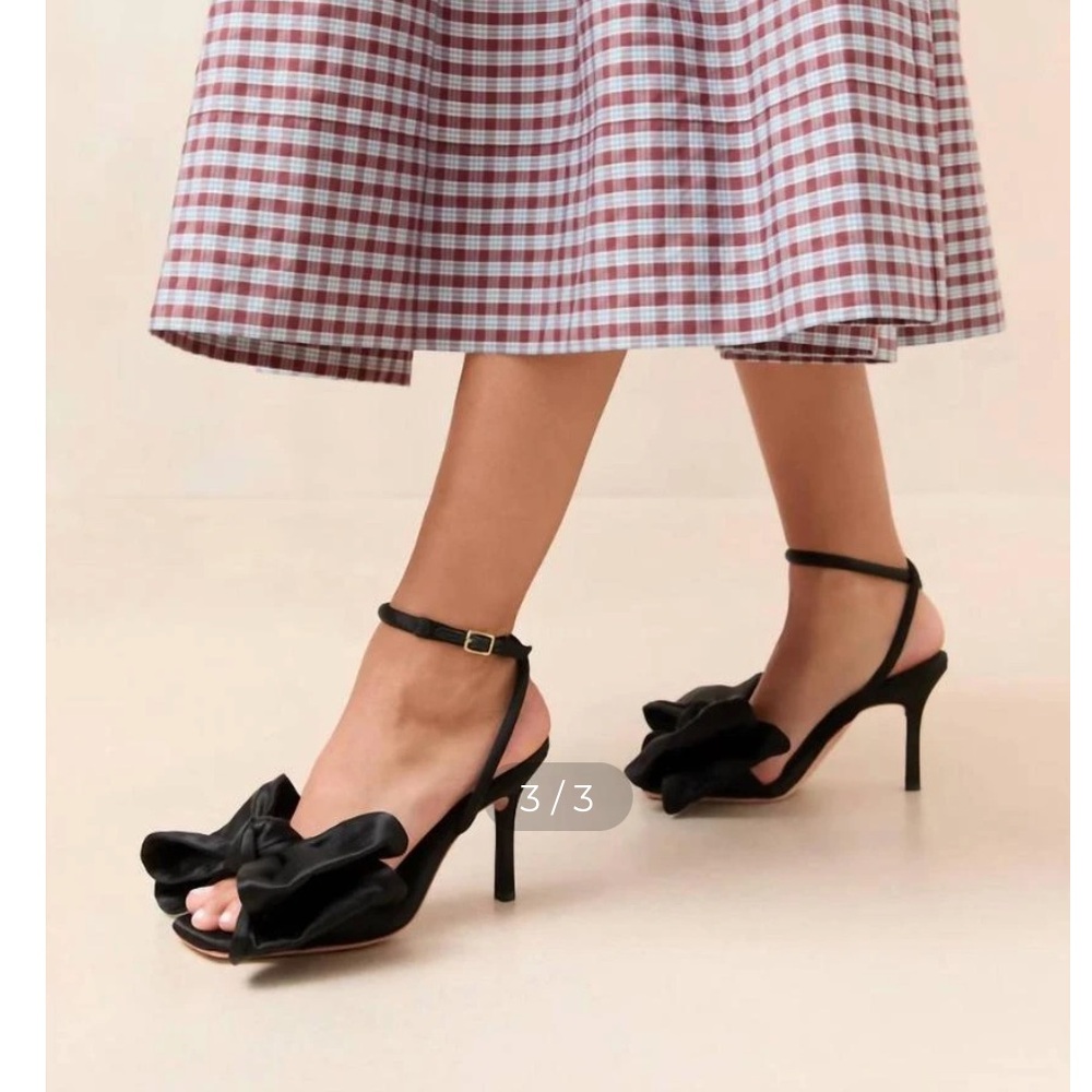 NWT- Loeffler Randall Black Satin Bow Heels- Size- 9.5